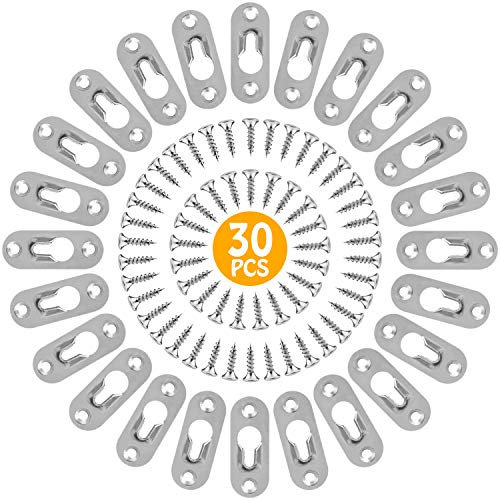 Bilderrahmen Aufhänger 30pcs ,Verbindungsbeschlag Mit 60pcs Schrauben,Bildaufhänger 45mm x16mm Schlüssellochaufhänger,Einängebeschlag Zum Schrauben