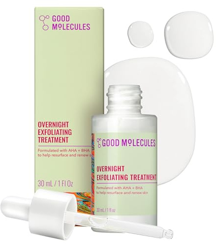 Good Molecules Traitement exfoliant de nuit – Exfoliant pour le visage avec formule légère AHA et BHA – Minimiseur de pores, soin de la peau du visage avec acide glycolique et salicylique