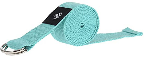 Yoga-Gurt Yoga Strap mit D-Ring Verschluss aus Metall für Pilates, Yoga, Fitness Training, Dehnungen, 180 x 3,8 cm (Mintgrün)
