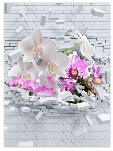 WTD H7812M_NS1AR Stickers muraux Motif orchidée sur un mur 100 x 135 cm