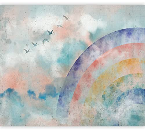 murando Fototapete Premium-Vlies Regenbogen 400x280cm Foto Tapete Schlafzimmer Wohnzimmer Moderne Vliestapete XXL Wandtapete Motivtapeten Bildtapete 3d Effekt Wand Dekoration Vögel bunt wie gemalt