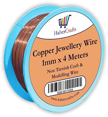 Habercrafts 1mm Copper Jewellery Wire Tarnish Proof Brass Bendable Metal Wire for Jewellery Making Sculpting Modelling Crafts Wire Weaving & Wrapping (1mm - Copper - 18 Gauge - 1 Spool - 4 Meters)