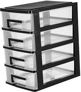 Beaupretty Aufbewahrungsbox Mit Schublade Aus Kunststoff Transparent Weiß Und Schwarz Tragbarer Organizer Für Büro Und Wohnzimmer Stauraumlösung Für Kleinigkeiten