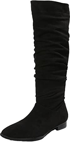 NUSGEAR 2023 Botas altas para Mujer nieve Botas hasta la Rodilla Holgadas invierno Elegantes ante botas planas de equitación Botas Vintage Largas Botas de Jinete Casual Moda Cómoda Fiesta Zapatos