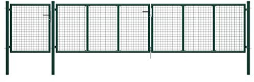 Festnight Doppeltor Gartentor 500x100 cm Doppelflügeltore Metall Einfahrtstor Hoftor Abschließbar Gartentür Zauntor Tür Gartenpforte Pforte Verzinkter Stahl