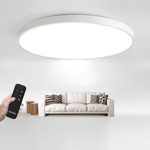 JDONG 90W Led Deckenleuchte Ø 78 * 5CM Dimmbar mit Fernbedienung Rund Weiß | 3000K-6000K Wohnzimmerlampe Flach Rund Deckenlampe moderne Leuchte für Schlafzimmer Büro