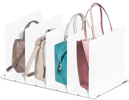 Nizirioo, divisori per scaffali, 5 pezzi, separatori per scaffali, divisori per cassetti, senza forature, divisori per armadietti per borsa