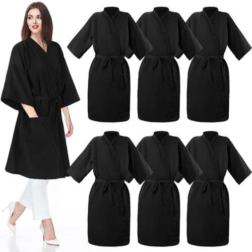 Toulite 6 Pieces Salon Robes Smock for Clients Haircut Cape Hair Salon Client Gown Cape for Women,40 Inches Long(with Pocket)