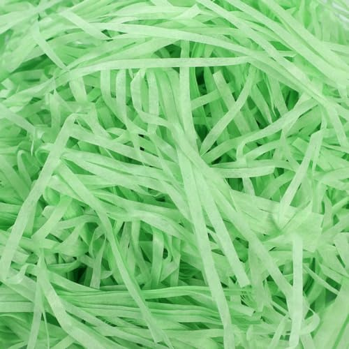 200g Raffia Füllmaterial Geschenk, Grasgrün Hamper Shreds, Raffia Geschreddertes Papier, Geschenk Füllmaterial für Geschenkbox Dekorations DIY Party Füllung Filling Material Gift Shred Grass Green