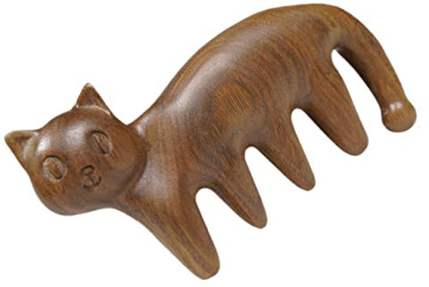 Gatuida Cat Massage Comb Wooden Scalp Massager for Cats Grooming Hair Care Tool Pet Massage Comb for Head Care