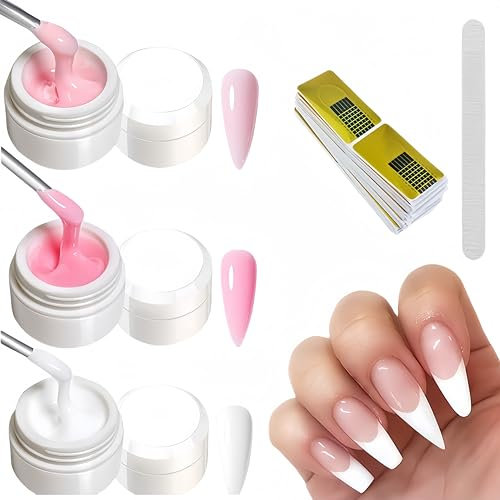 Gel Costruttore per Unghie - Set 3 Pezzi per Ricostruzione, Estensione e Nail Art - UV Gel Builder per Manicure Professionale