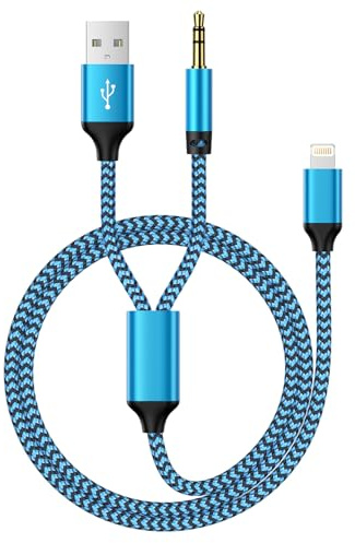Câble auxiliaire 2 en 1 pour iPhone, câble Lightning vers prise auxiliaire 3,5 mm et câble de chargement, câble audio pour iPhone 14 Pro/14 Pro Max/14 Plus/14/13/12 Mini/11/XS/XR/X/8/7 pour