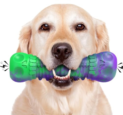 HETOO Hundespielzeug Kauspielzeug Hund,Unzerstörbares Kauwurzel Hundespielzeug, Spielzeug Hunde für große/mittelgroße Hunde, Quietschspielzeug aus Gummi, Reinigt Zähne und Zahnfleisch Dog Chew Toys