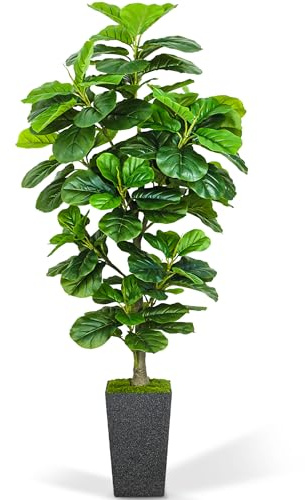 KOPWVA Higuera artificial de hoja de violín de 6 pies (negro)