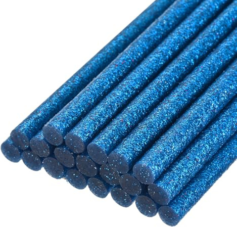 QUARKZMAN Barras de Pegamento Termofusible, 200mm de Largo x 11mm de Diámetro para Pistola de Pegamento Caliente, Perfecto para Proyectos de Manualidades, Brillo Azul Brillante, 20 Unidades