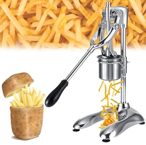 Manual Long French Fries Maker Machine - 30cm Large French Fries, Stainless Steel - Potato Chip Cut Machine with Fried net, Kitchen Utensils/Potato Dicer for Making French Fries