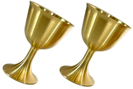 QWFVHJ Gobelet De Communion, Gobelet De Calice Vintage, 2 Pièces Verre À Vin En Laiton Gobelets En Papier Doré Grand Calice Culte Tasse D'eau Offrant Une Tasse De Grands Verres À Cocktail