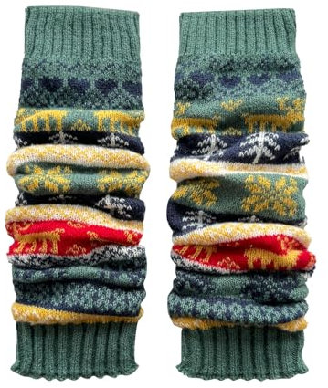 Damen Langer Stulpen Wollstrick Weihnachten Legwarmers für Mädchen, Weiche Winter Knöchelwärmer Beinwärmer Stulpen Beinwärmer Gestrickt Verdicken Beinstulpen Strickstulpen (Green, One Size)