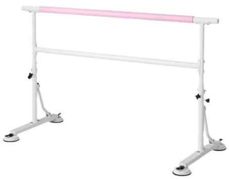 DSeenLeap Ballettstange, doppelte freistehende tragbare Ballettstange, höhenverstellbar 85–110 cm, Fitness-Tanzstange für Stretchgeräte (weiß 1,5 m)
