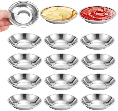 12 Piezas Pequeños Cuencos Argento de Inoxidable,8cm Diámetro,Cuencos Redondos Plateados de Acero Inoxidable,Apilables,Mini Cuencos para Salsa Inoxidables,para Salsas,Snacks,Aperitivos,Sushi,Especias