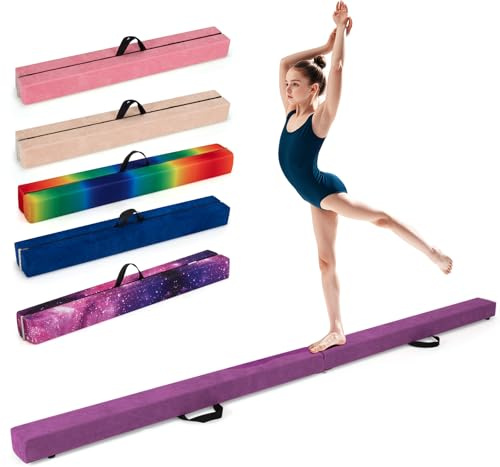 Giantex 8FT Balance Beam, Folding Gymnastics Beam w/Carry Handles, Floor Foam Gymnastics Equipment for Kids, Non Slip Rubber Base for Exercise, Practice & Professional Home Training