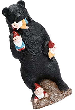 POPETPOP Statue d'ours de Jardin par Black Bear GNOME Sculpture Décoration D'intérieur Figurine en Résine pour Salon de Garçons Et de Filles
