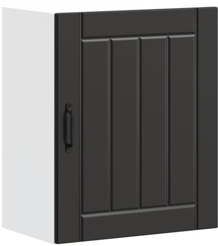 vidaXL Lucca Kitchen Wall Cabinet - Black Engineered Wood - 50x31x60 cm - Modern Wall-Mounted Storage Unit