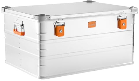 Alubox Alukiste abschließbar E241-37 - Premium Aluminium Lagerbox 156 Liter - Deckel mit Aluminium Druckguss Stapelecken und Gummidichtung - inklusive Schlösser - Bodenmaß E241 - Innenhöhe 37cm