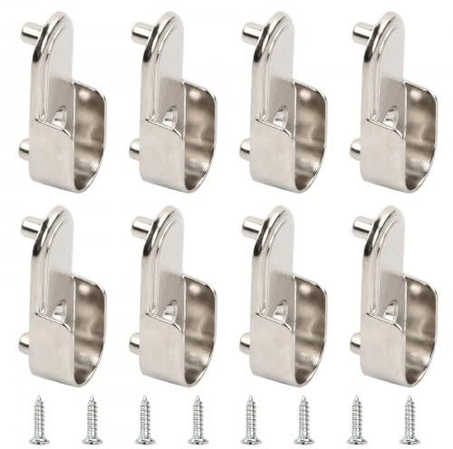 8 Stück Kleiderstange Halterung, Schrank Flansch Sitz Halter, Metall Oval Schrank Schrankrohrlager, Garderobe Stangen Halterung mit 8 Schrauben für Kleiderschrankhalterung Gardinenstange Kleiderstange