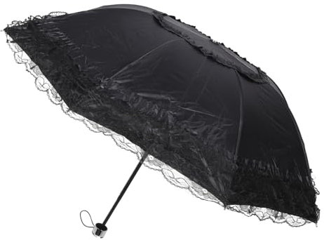 WRITWAA Parapluie Imperméable Pliant Protection Uv, Léger et Solide, pour L'été Vacances, Design en Dentelle Noir pour Voyage et Photographie Plusieurs styles
