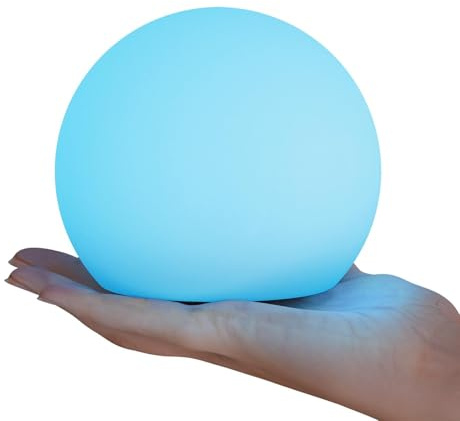 FUYO 6 inch LED Ball Lamp with Remote Rechargeable Waterproof, Glowing Globe Light 16 RGB Colors Orb Sphere for Indoor Outdoor Home Patio Pool Party Decor (White 6-inch)