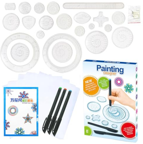 Spiralritmallar, geometrisk linjal av spiralkonst – 28 x geometrisk linjal ritverktyg | geometrisk ritning stationära verktygskonstklasser målarmallar