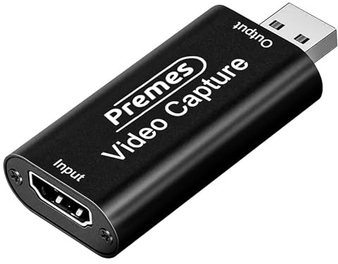 Premes HDMI Video Capture Card for Streaming & Recording - HDMI to USB Adapter with 4K Input 1080p 60fps Output - USB Video Grabber Compatible with Mac, PlayStation Xbox, Nintendo Switch Card