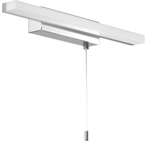 Luxvista LED Bathroom Mirror Light with Pull Cord Switch 9W, IP44 Waterproof Bathroom Wall Light with Pull Cord, Over Mirror Light for Shaving and Makeup, Cool White 6000K