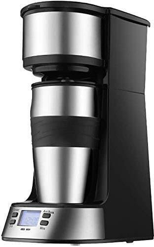 Cafetera con Filtro, Acero Inoxidable y Grado alimenticio, 650-750 W, 420 ml, cafetera de Goteo, Color Negro, Ideal para el hogar la Oficina, Latte, Espresso Capuchino.