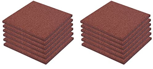 Eleganz Lot de 12 dalles anti-chute en caoutchouc 50 x 50 x 3 cm Rouge - Tapis antidérapants pour chambres d'enfants et aires de jeux, durables et faciles à nettoyer