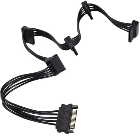 kwinfei 15 Pin Cables Power Splitter 1 to 5 Adapter Cable, Male to 5x Female SATA Cable, HDD SSD Power Extension Cable for Hard Drive, Optical Drive, SATA Devices, 18AWG Tinned Copper, PVC Jacket