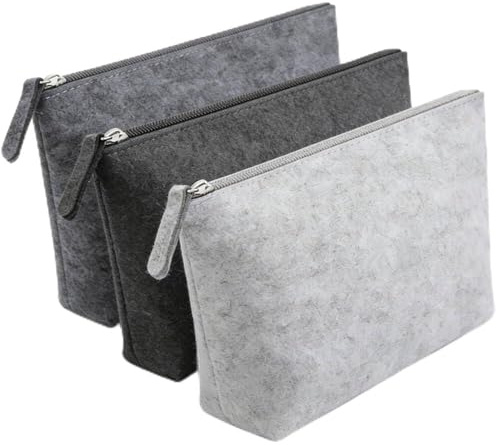 Puedno Filz Mäppchen, Federmäppchen mit Reißverschluss, Kosmetiktasche Filz, Multifunktions Briefpapier Beutel für Stifte Bleistifte Leuchtmarker (3, 24×15cm)