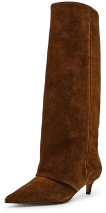 Steve Madden Women's Luca Knee High Boot, Chesnut Suede Wide Calf, 9.5