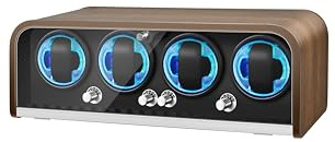 Uhrenbeweger für Automatikuhren, Uhrenbeweger mit 1/2/4 Fächern für Rolex, Uhrenbox mit superleisem Motor, 4 Rotationsmodi und LED-Beleuchtung, Geschenk für Männer