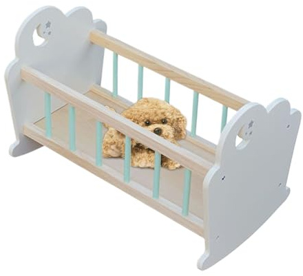 Poupées Lit de bébé, Lit de Couchage Miniature en Bois - Meuble réaliste Jouet de Sommeil pour Filles Maison de Activités Expérience de Jeu créative