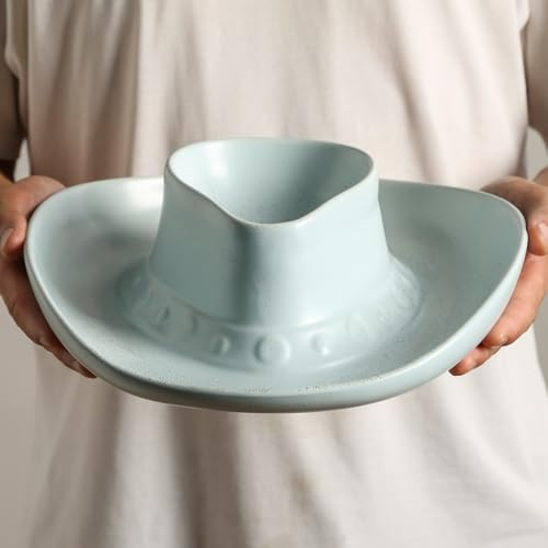 Chip and Dip Serving Set Bowl Cowboy Hat Chips and Salsa Serving Dish Light Blue