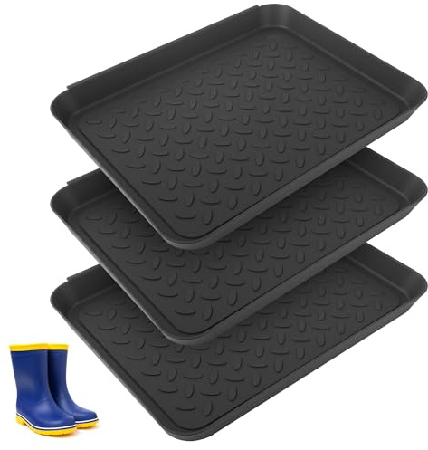 3 Stück Schuhabtropfschale, Schuhmatte Abtropfwanne 35 x 27 x 3 cm, Rutschfeste Kunststoff Schuhwanne für Regen und Schneetage, Ideal als Schuhablage, Hundefuttermatte ,Gummistiefel, Schlammschaufe