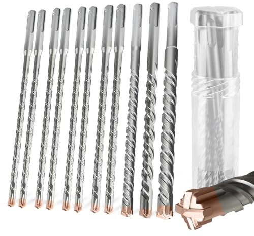 SDS Plus borrset,11 stycken SDS-plus borr Ø 4 – 14 × 200 mm，hammarborr för betong med 4 skär för borrning i sten, betong, natursten