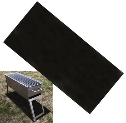 Lawnoval Protector de suelo para parrilla de gas, forro ignífugo de 39 x 72 pulgadas, tapete antideslizante de 3 capas para exteriores, color negro