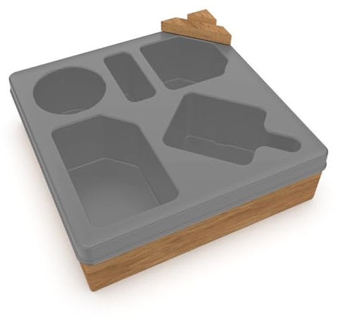 Gettimore Vassoio portabicchieri con staffa girevole, supporto per bevande in silicone e legno, per divano, letto, seggiolino auto, camper, barca, spiaggia, campeggio, grigio scuro grigio scuro pallet