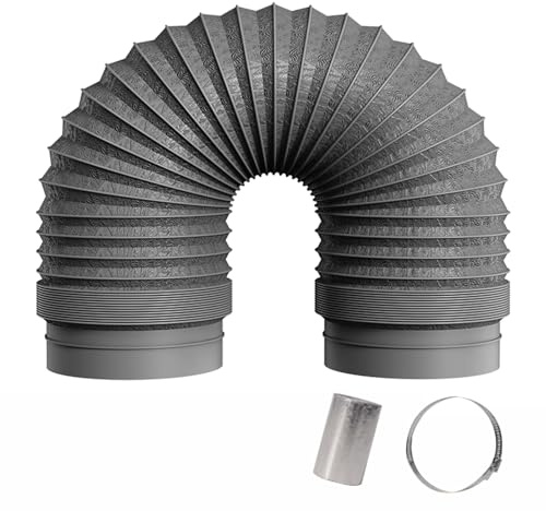 Flexible Dryer Vent Hose PVC Aluminum Foil, 6 7 8 Insulated Duct Hose, High-Temperature Resistant Exhaust Ducting Pipe for Range Hood Blower Exhaust Fan(160mmx2m(6.3inx6.6ft))