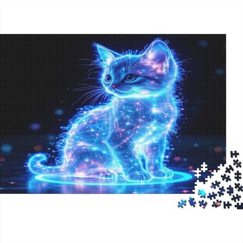 Spirito Gatto Luminoso Puzzle 1000 Pezzi In Resistente E Durevole, Un Busta Di Puzzle A Rompicapo Per Enigma Per Il Relax Mentale, Ideale Per Vacanza Relax, Puzzle 38x26cm/1000pcs