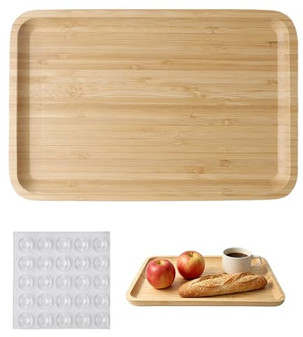 Vassoio in legno di bambù, piccolo vassoio rettangolare in legno, vassoio decorativo per dessert, stoviglie, bagno, cosmetici, 30 x 20 x 2 cm