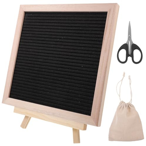 KJHBV Quadratisches Buchstabentafel Satz aus Filz mit Holzrahmen Stehendes Design und Stabile Struktur Nachrichtentafel für Zuhause oder Kaffeehaus